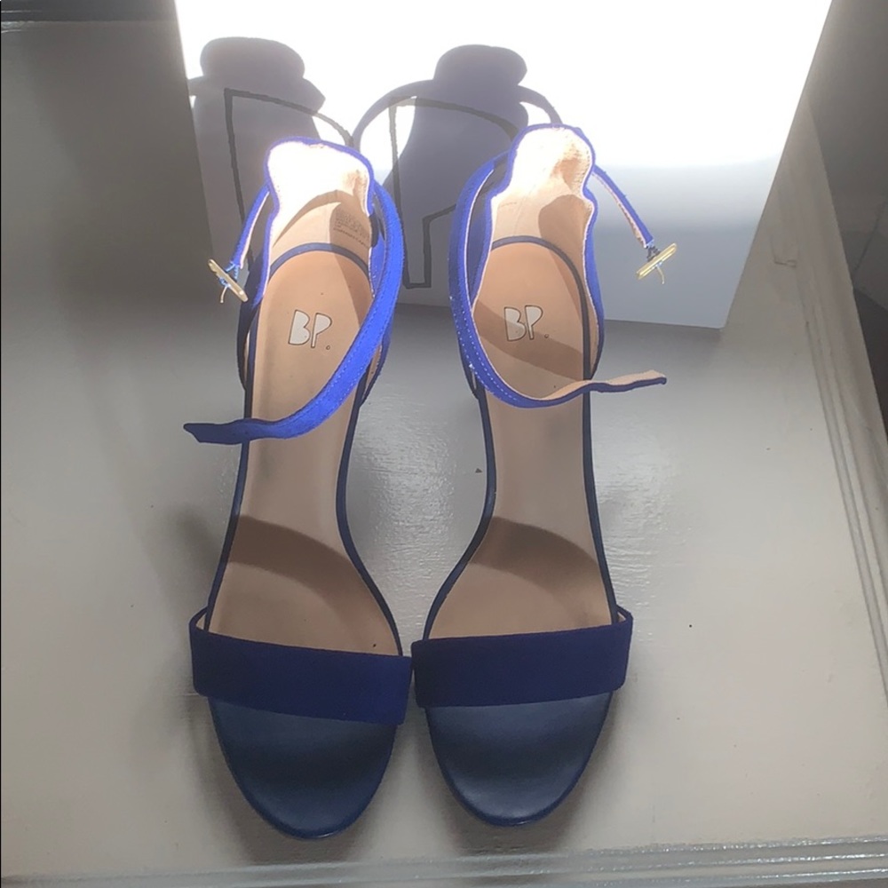Blue suede high heel shoes from Brass Plum